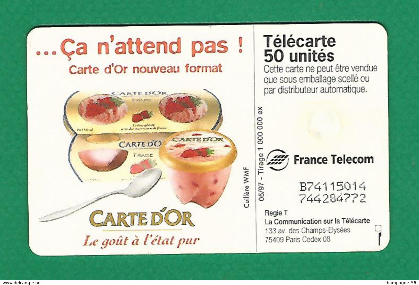 VARIÉTÉS 05 / 1997  CARTE D'OR   PUCE GEM1A   50 UNITÉS - Errors And Oddities