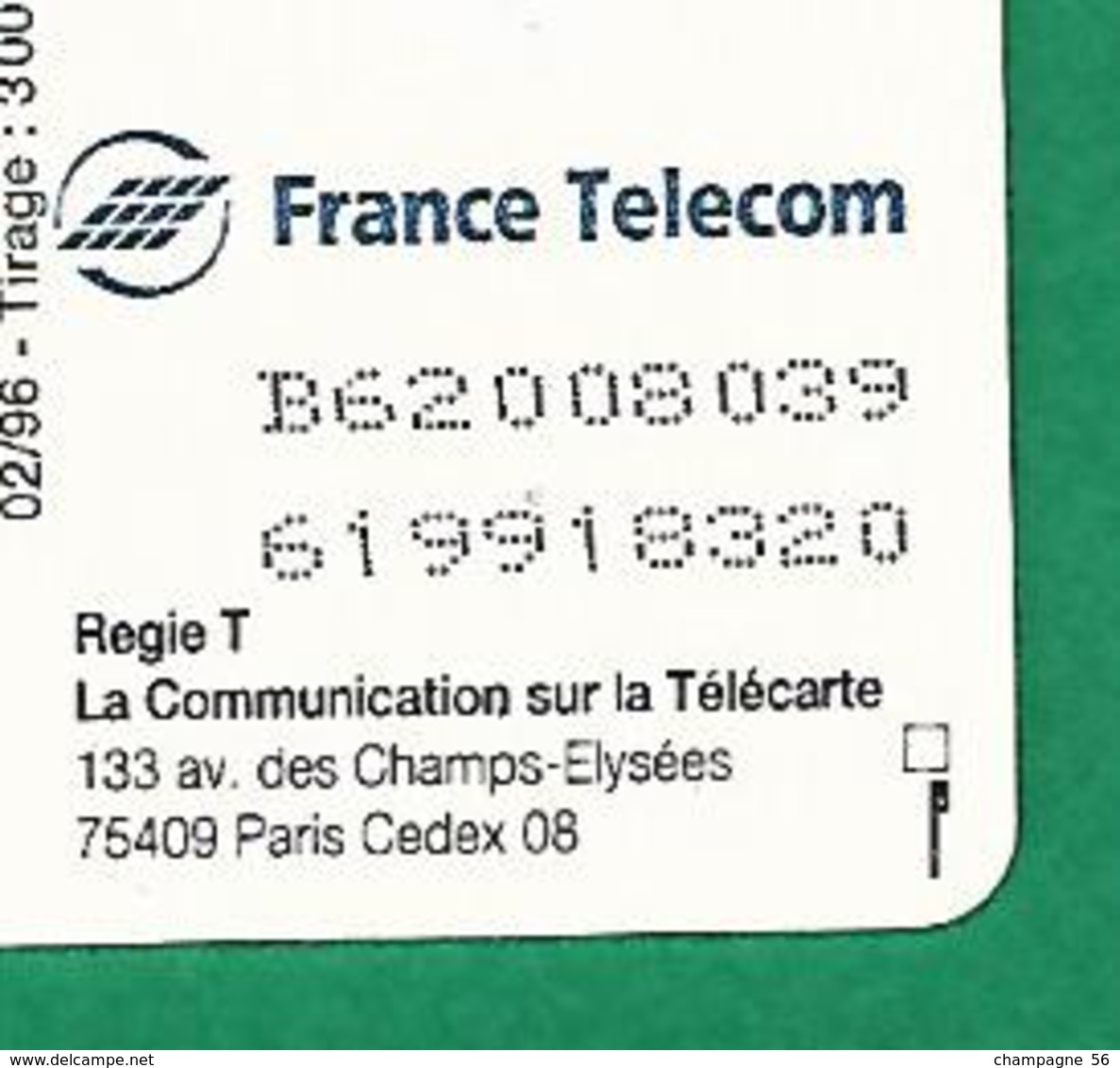 VARIÉTÉS 02 / 1996 FRANCE TELECOM   PUCE GEM1B   50 UNITÉS - Errors And Oddities