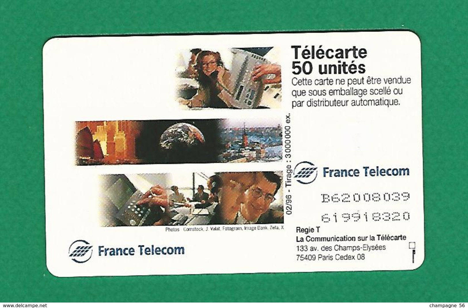 VARIÉTÉS 02 / 1996 FRANCE TELECOM   PUCE GEM1B   50 UNITÉS - Errors And Oddities