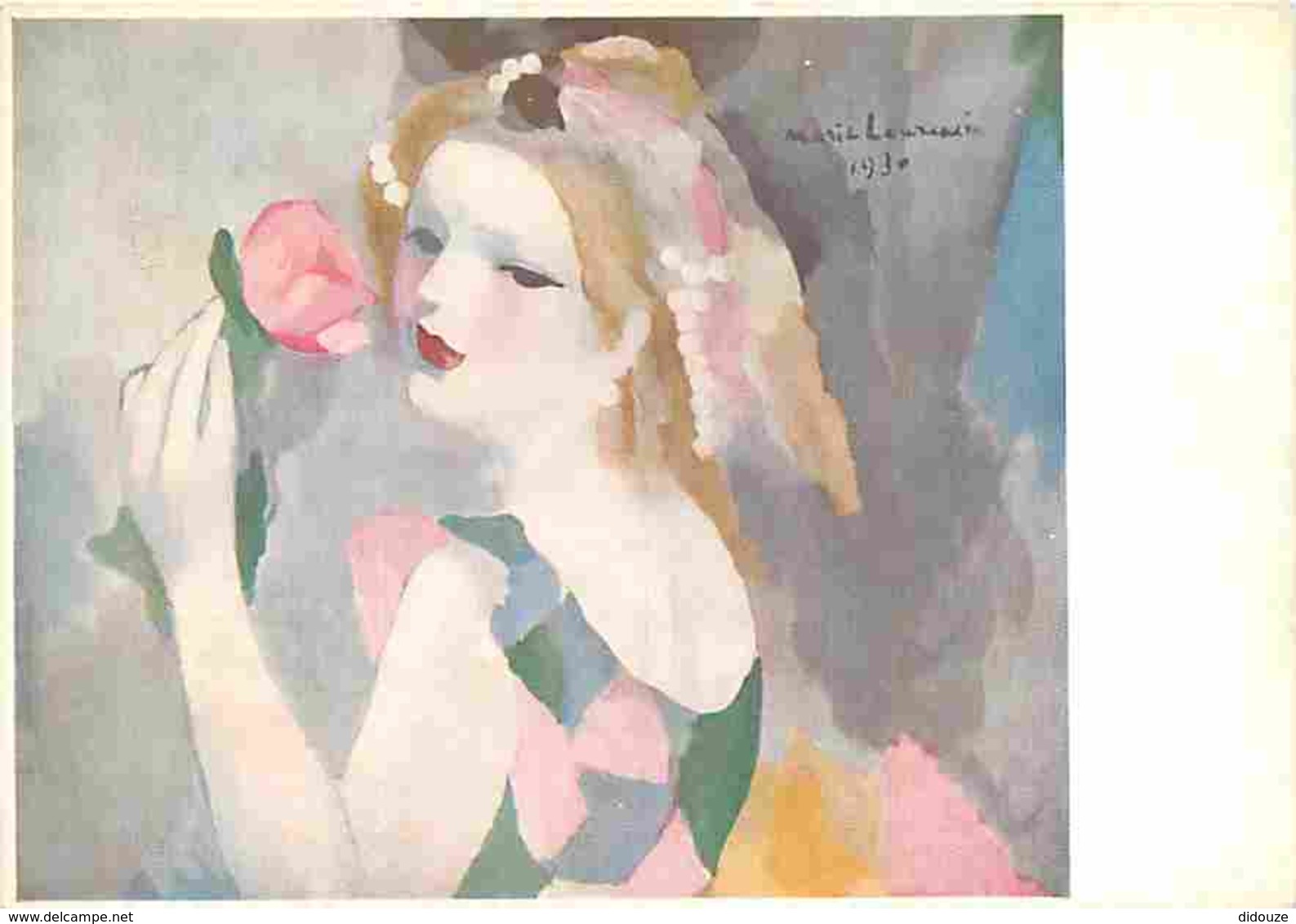 Art - Peinture - Marie Laurencin - Girl With Rose - Voir Scans Recto-Verso - Peintures & Tableaux