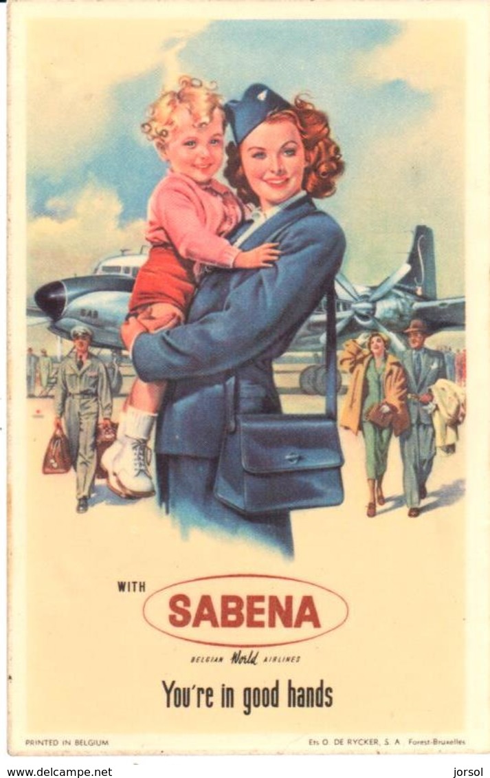 ETIQUETA DE AVION  - SABENA AIRLINES  -BELGIUM - Etiquetas De Equipaje