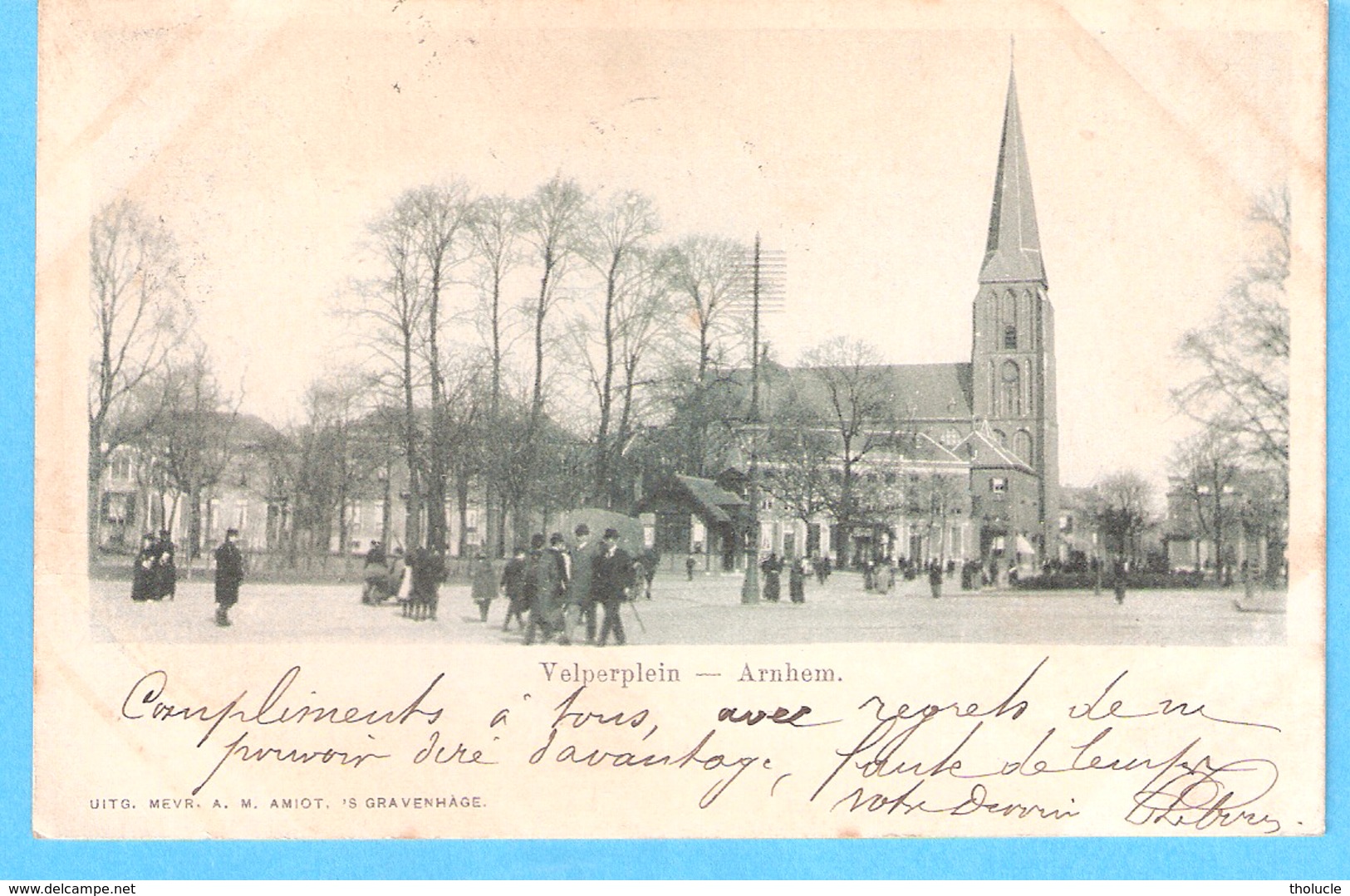 Arnhem (Gelderland- Holland)-1900-Velperplein-Kerk-Uitg. Mevr. A.M. Amiot ,'S Gravenhage-cachet Arnhem-Gosselies - Arnhem