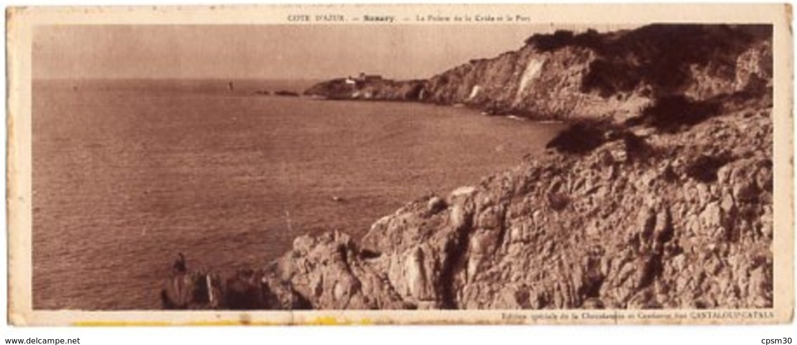 CP 83 Cote D'Azur, Sanary, La Pointe De La Cride Et Le Port Sans N° édition Chocolat Cantaloup-Catala Format 9.5 X 23 Cm - Sanary-sur-Mer