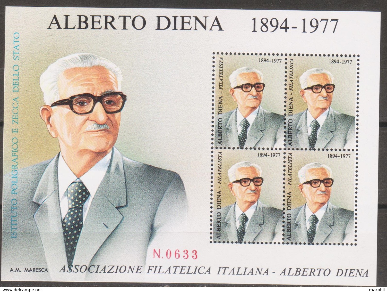 Erinnofilia 1977 AFI ALBERTO DIENA 1894-1977 - Erinnofilia