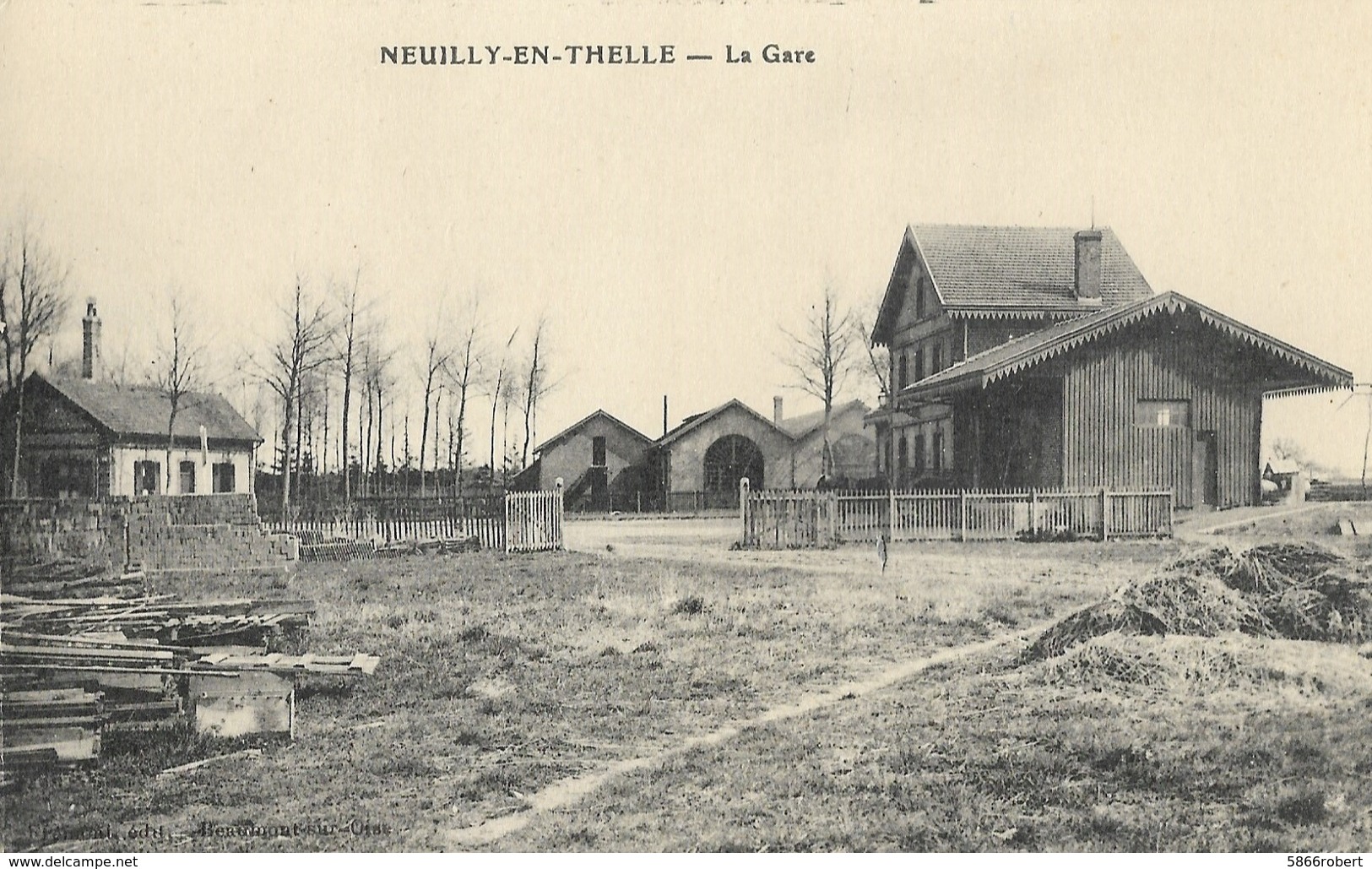 CARTE POSTALE ORIGINALE ANCIENNE : NEUILLY EN THELLE LA GARE ET LE DEPOT DE LOCOMOTIVES VAPEUR OISE (60) - Gares - Sans Trains