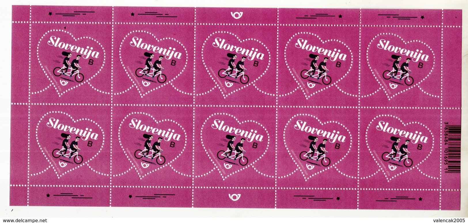 3333 Slowenien Slovenia 2020 ** MNH MS Greetings Love Unusual Shape Heart Boy Girl On Bicycle Bike - Slovenia