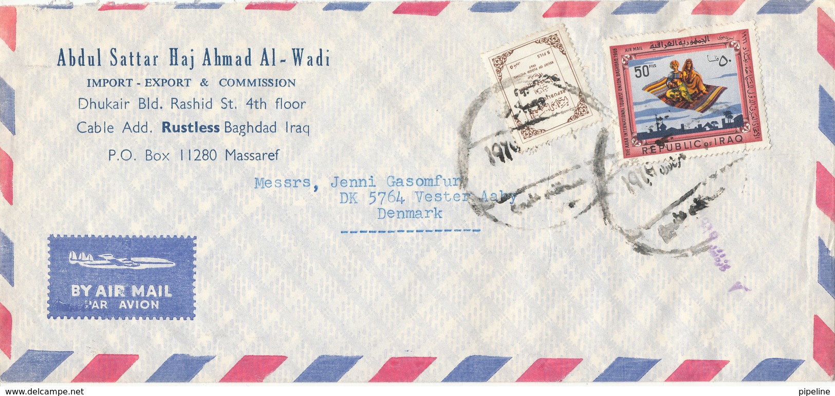 Iraq Air Mail Cover Sent To Denmark 1968 - Iraq