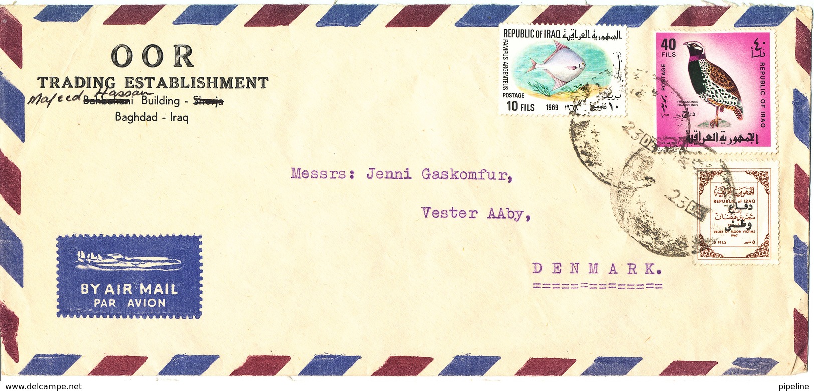 Iraq Air Mail Cover Sent To Denmark 1969 - Iraq