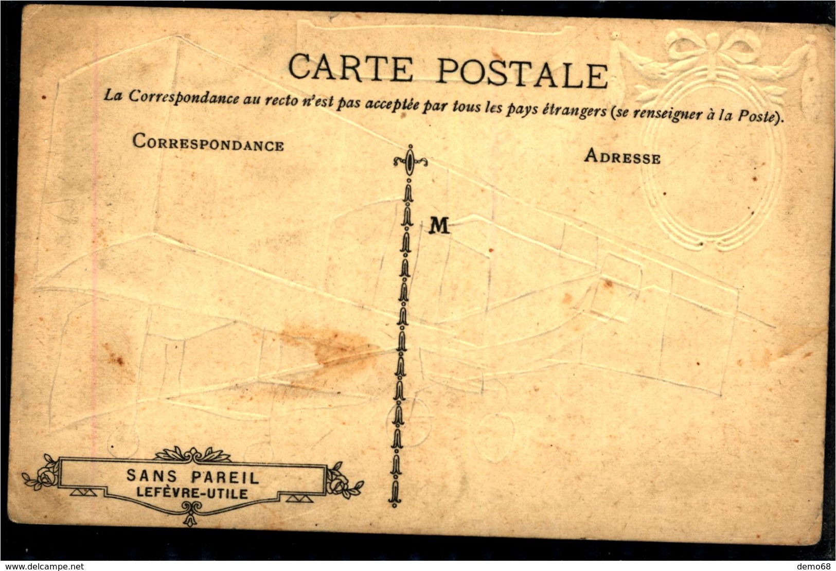 Aviation Aviateur Et Avion  DELAGRANGE  Carte Gaufrée Collection Lefèvre Utile - Aviatori