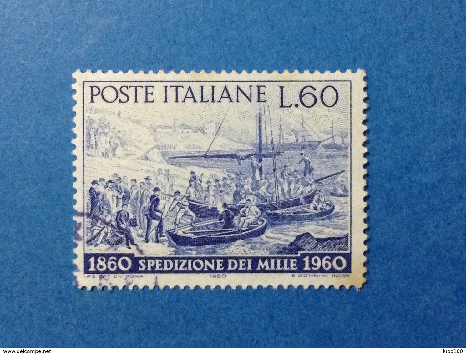 1960 ITALIA GARIBALDI SPEDIZIONE DEI MILLE 60 LIRE FRANCOBOLLO USATO ITALY STAMP USED - 1946-60: Usati