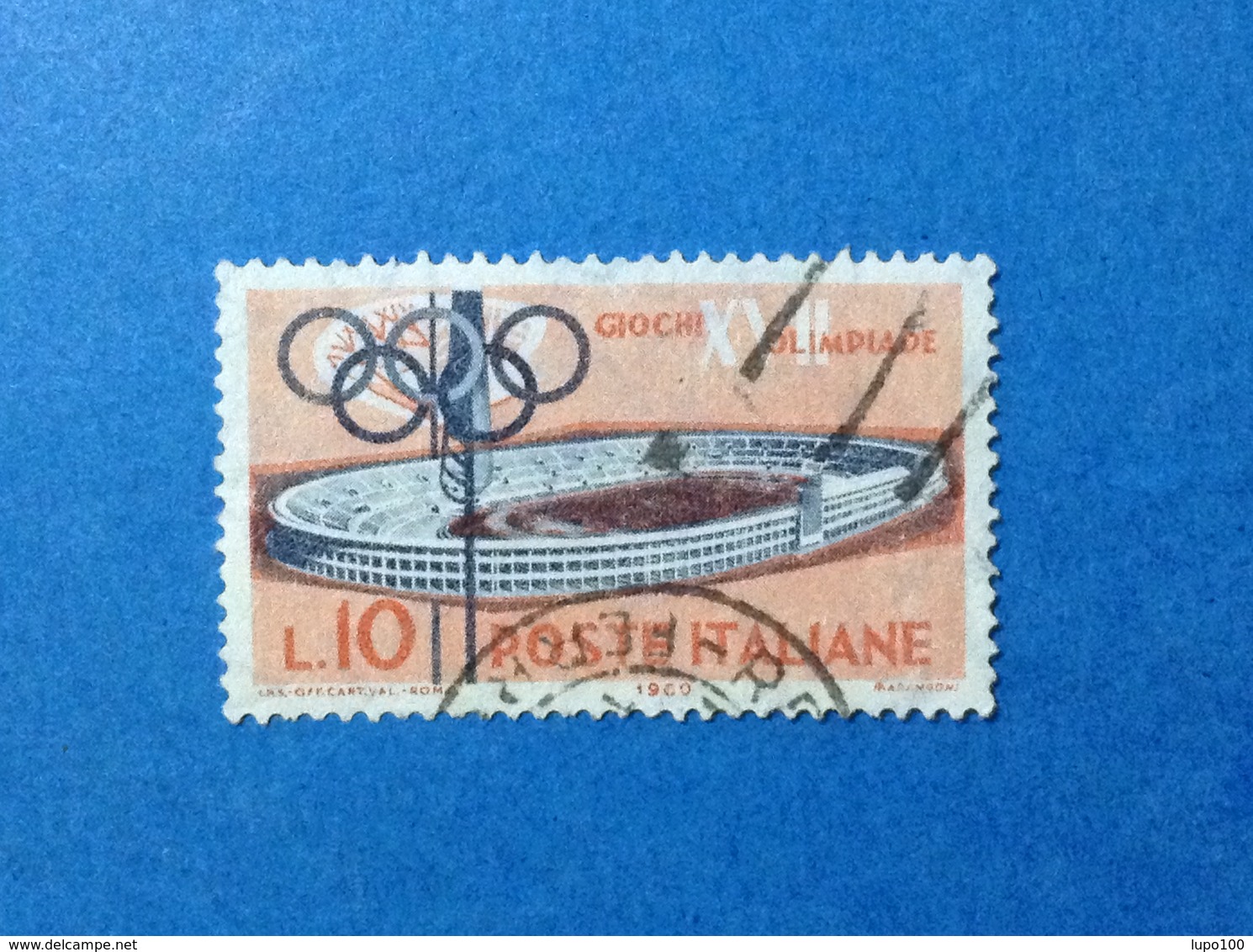 1960 ITALIA GIOCHI OLIMPICI OLIMPIADE ROMA 10 LIRE FRANCOBOLLO USATO ITALY STAMP USED - 1946-60: Usati