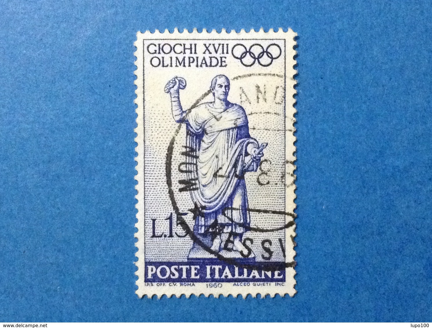 1960 ITALIA GIOCHI OLIMPICI OLIMPIADE ROMA 15 LIRE FRANCOBOLLO USATO ITALY STAMP USED - 1946-60: Usati