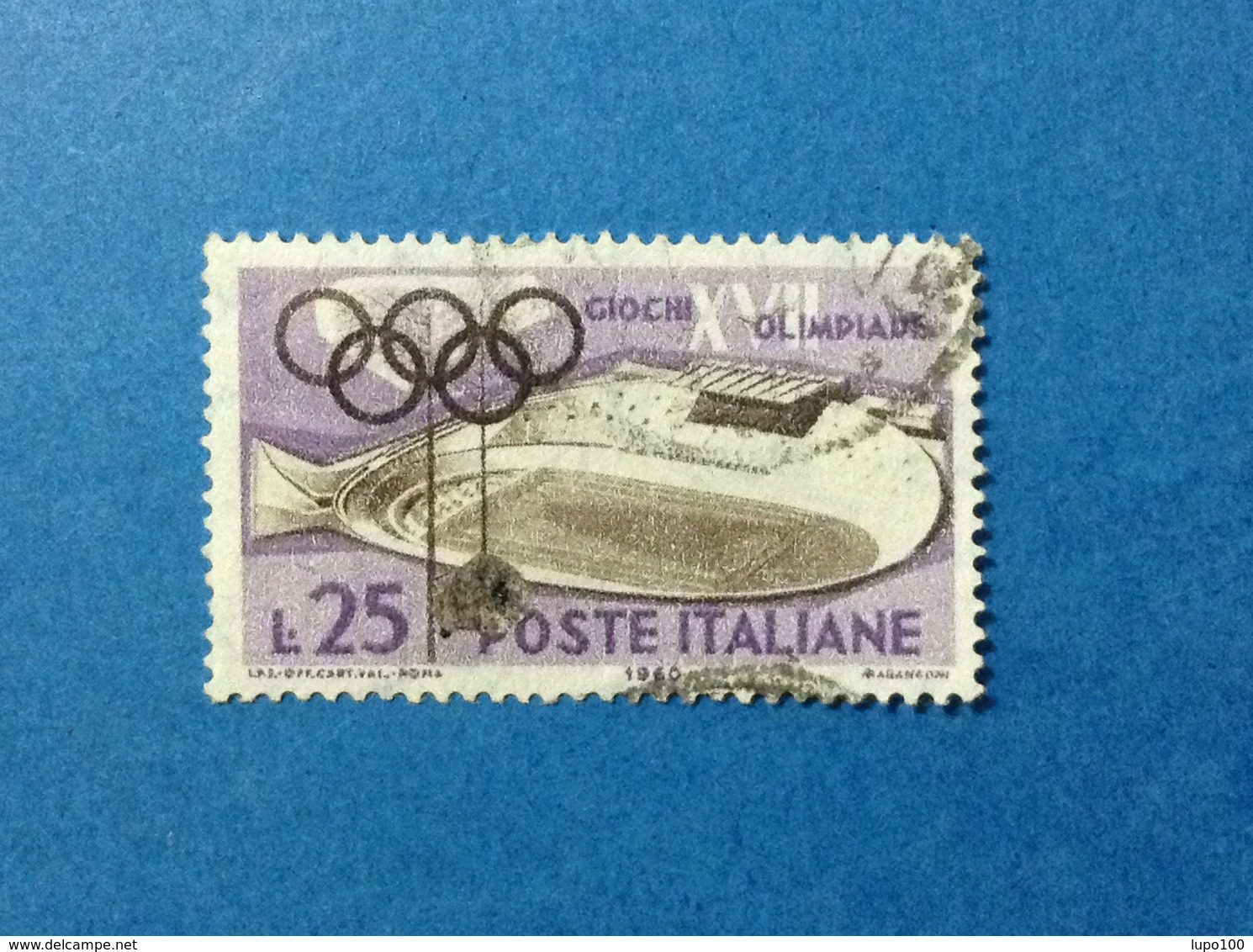 1960 ITALIA GIOCHI OLIMPICI OLIMPIADE ROMA 25 LIRE FRANCOBOLLO USATO ITALY STAMP USED - 1946-60: Gebraucht