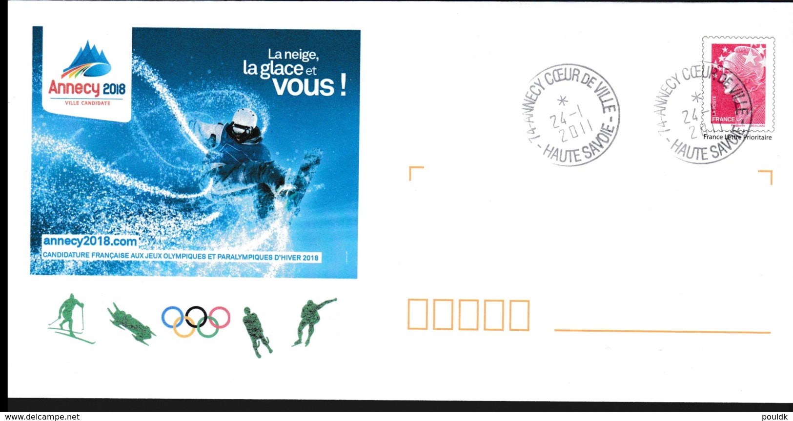 France Cover 2018 Olympic Games PyeongChang - Postal Stationary Annecy 2018 French Candidate Used Haute Sandie - Winter 2018: Pyeongchang