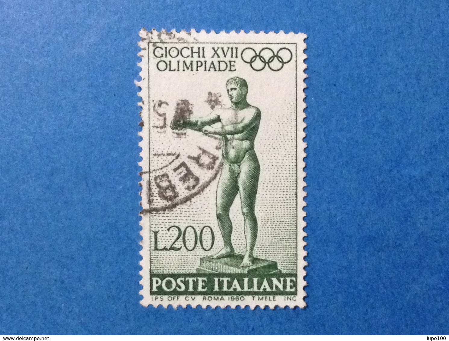 1960 ITALIA GIOCHI OLIMPICI OLIMPIADE ROMA 200 LIRE FRANCOBOLLO USATO ITALY STAMP USED - 1946-60: Usati