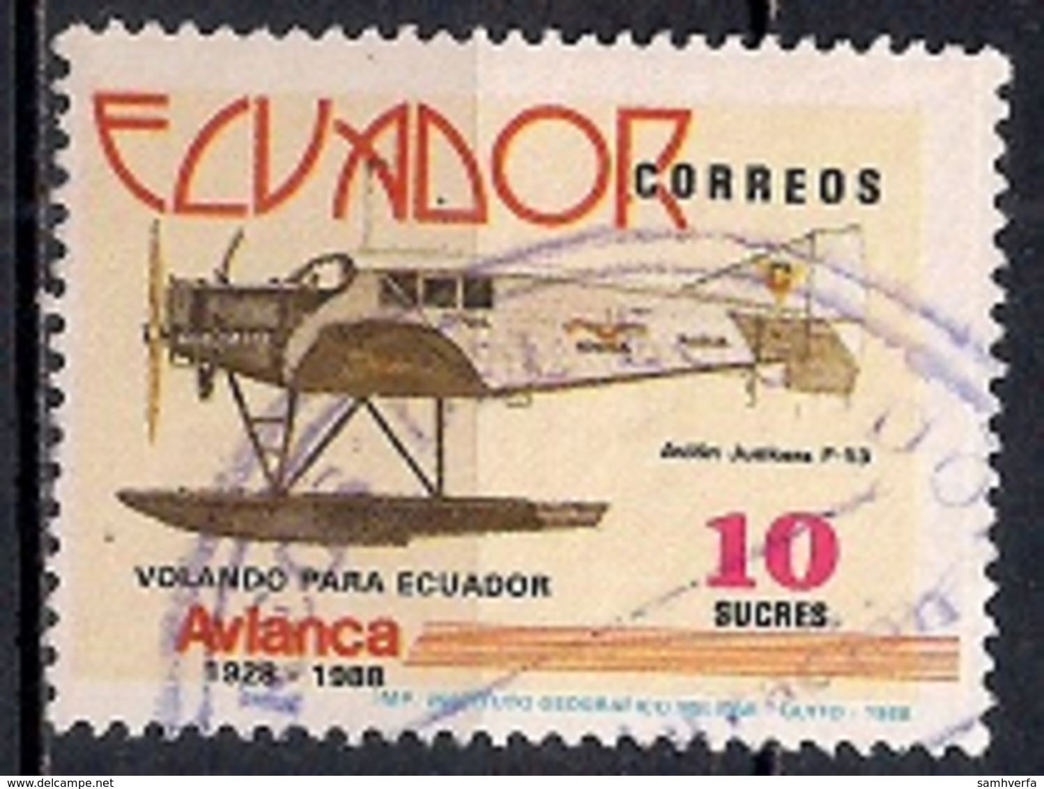 Ecuador 1988 - The 60th Anniversary Of Avianca National Airline - Ecuador