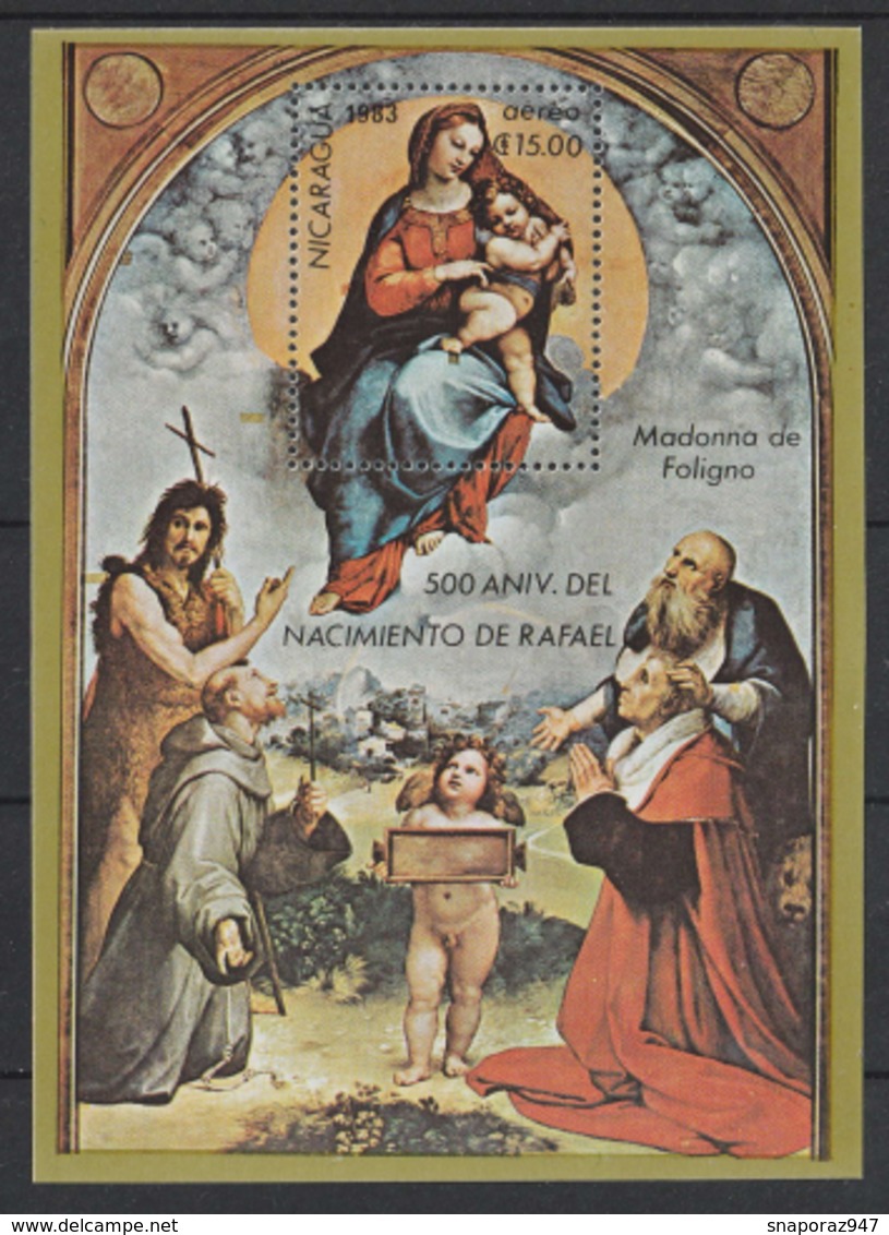 1983 Nicaragua Raffaello "Madonna Di Foligno" Quadri Paintings Peintures Block MNH** Bic40 - Madonne