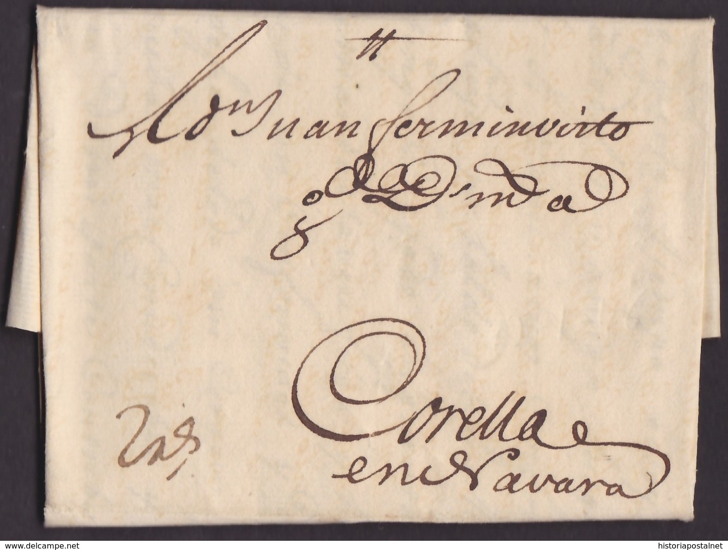 1746. AMSTERDAM A CORELLA. ANOTACIÓN DE PORTE 2 REALES. RARÍSIMA CARTA CON ESTA CIRCULACIÓN. - ...-1852 Vorläufer