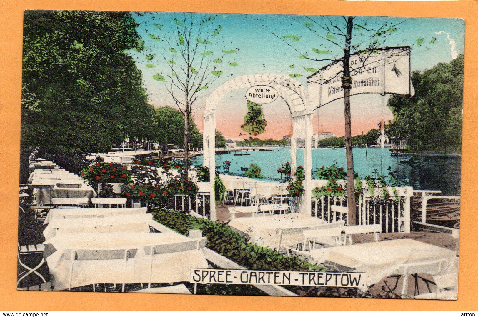 Treptow Spree Garten Berlin Germany 1916 Postcard - Treptow