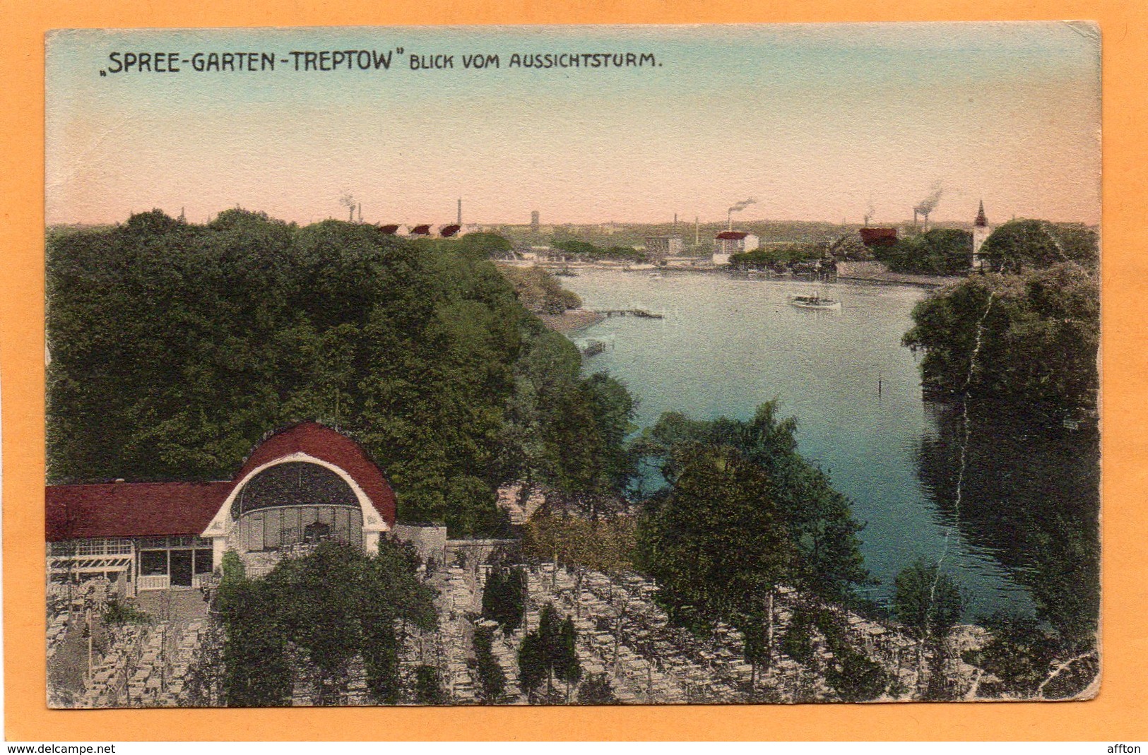 Treptow Spree Garten Berlin Germany 1916 Postcard - Treptow