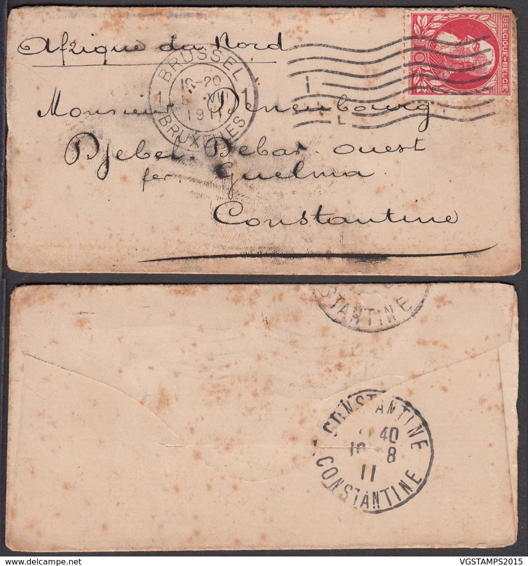 Belgique - Lettre COB74 De Bruxelles 05/VIII/1911 Vers Constantine Algérie (RD367)DC5880 - 1905 Thick Beard