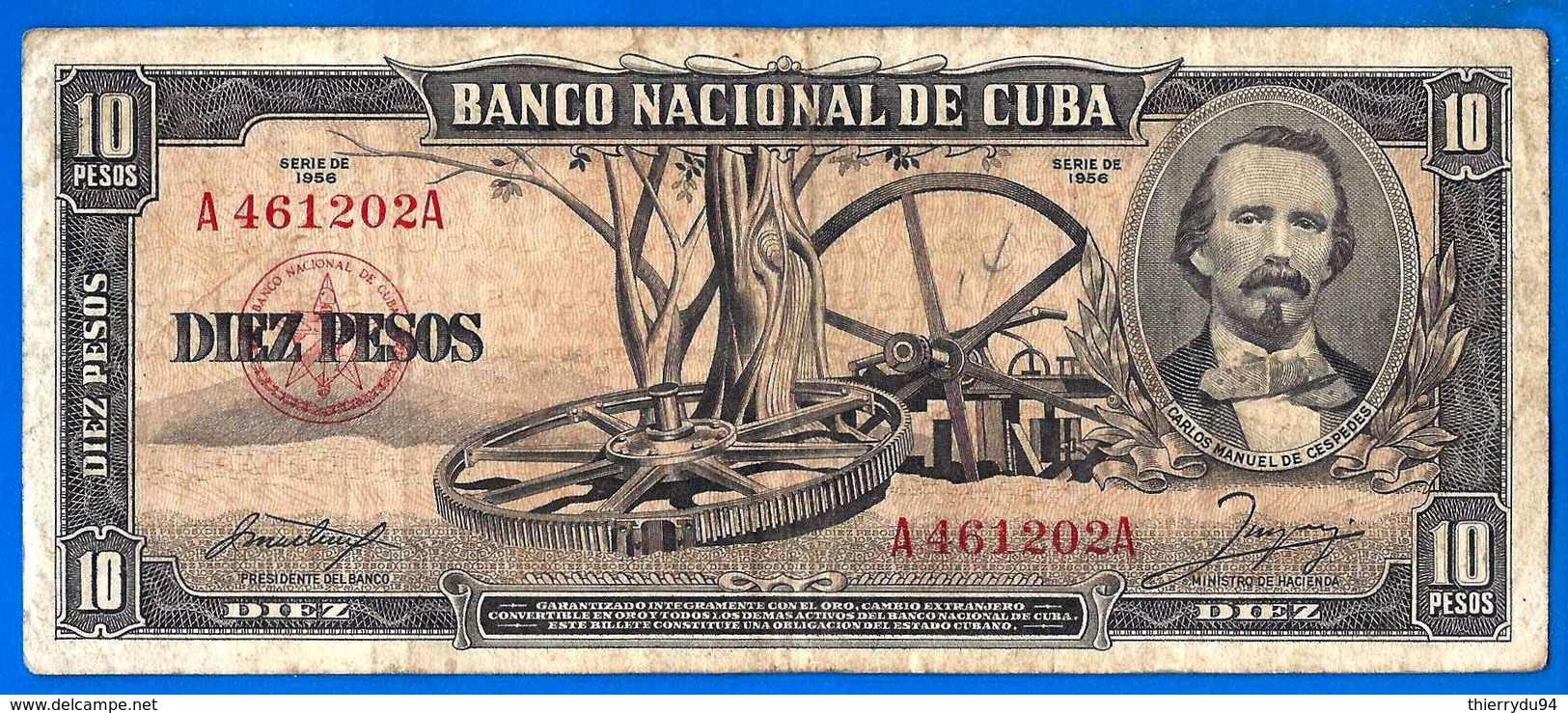 Cuba 10 Pesos 1956 Cespedes Kuba Que Prix + Port Peso Paypal Bitcoin OK - Cuba