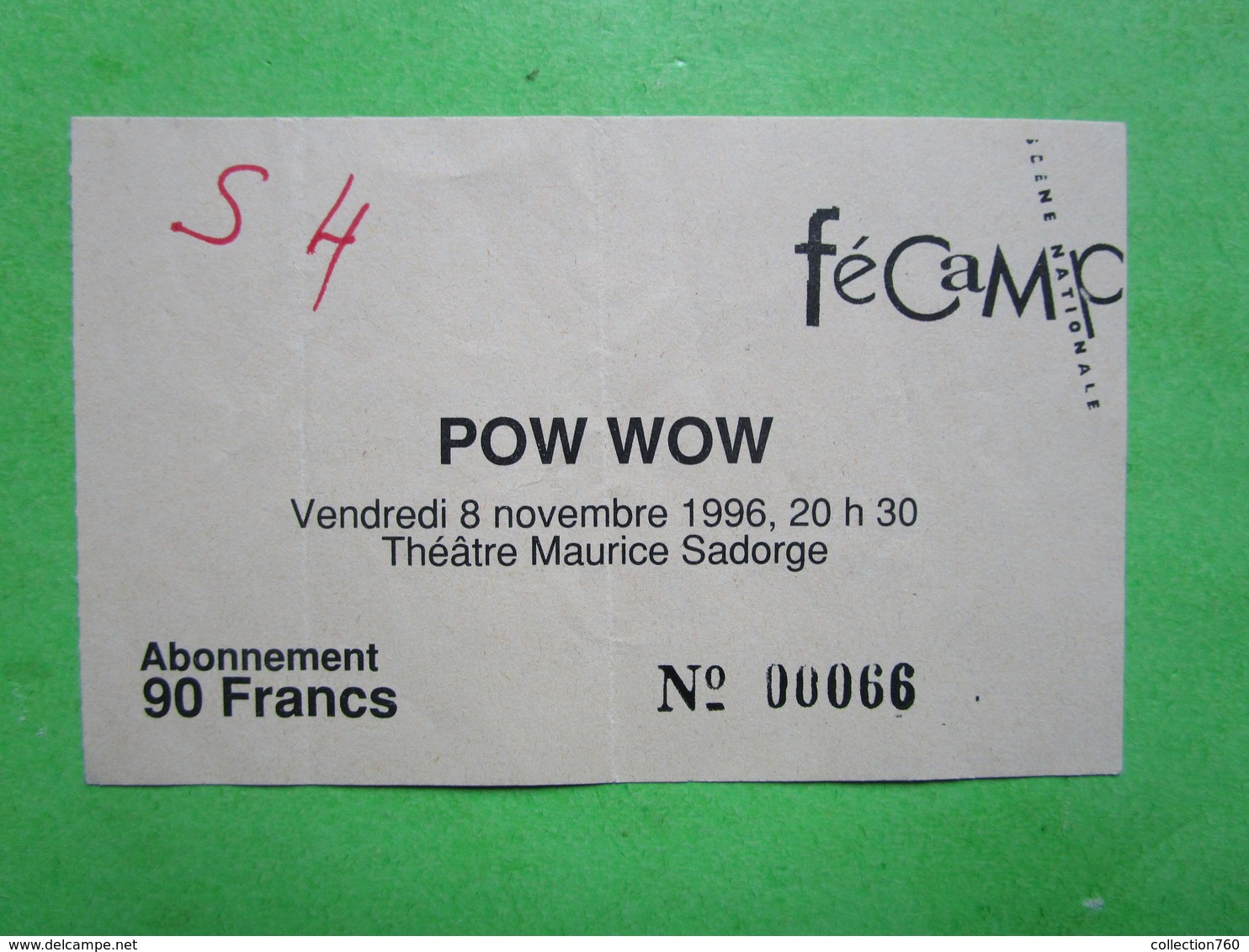 Billet Concert POW WOW - Vendredi 8 Novembre 1996 - Tickets - Vouchers