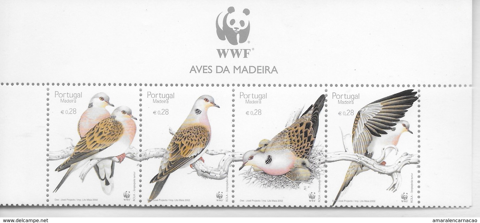 TIMBRES - STAMPS - PORTUGAL - 2002 - PORTUGAL (MADEIRA) - WWF - OISEAUX DE MADEIRA - SERIE TIMBRES NEUFS - Unused Stamps