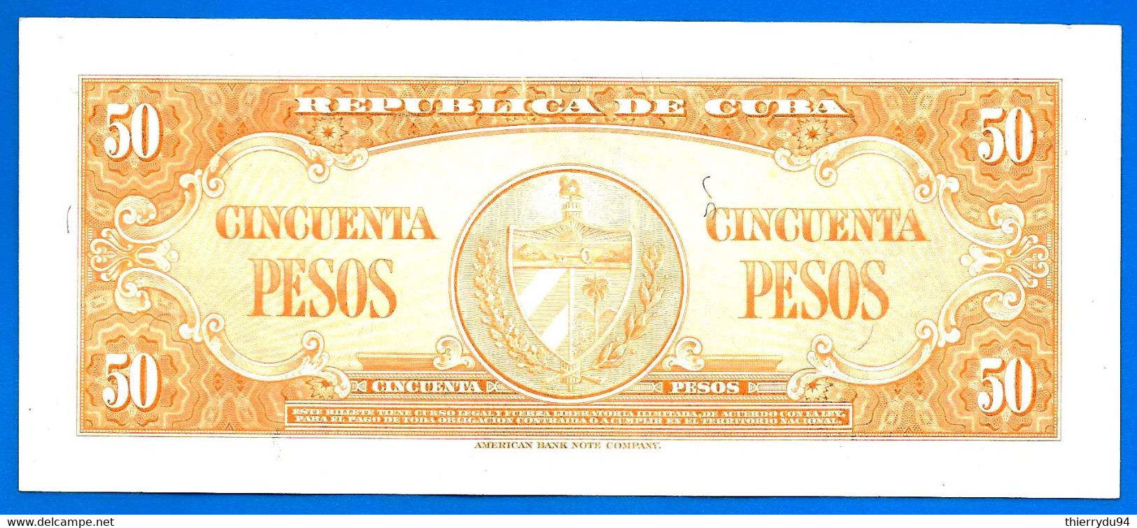 Cuba 50 Pesos 1950 NEUF UNC Que Prix + Port Iniguez Caraibe Caribe Kuba Pesos Paypal Bitcoin OK - Cuba