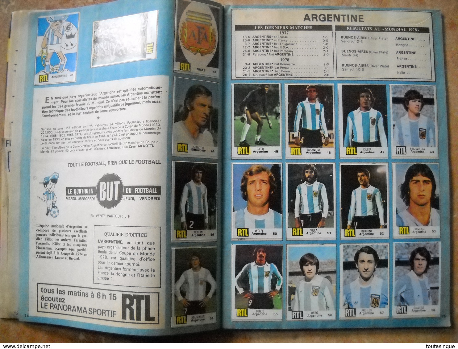 rare album publicitaire RTL  .football coupe du monde 78 . complet de ses 384 images . non panini . 9 photos .