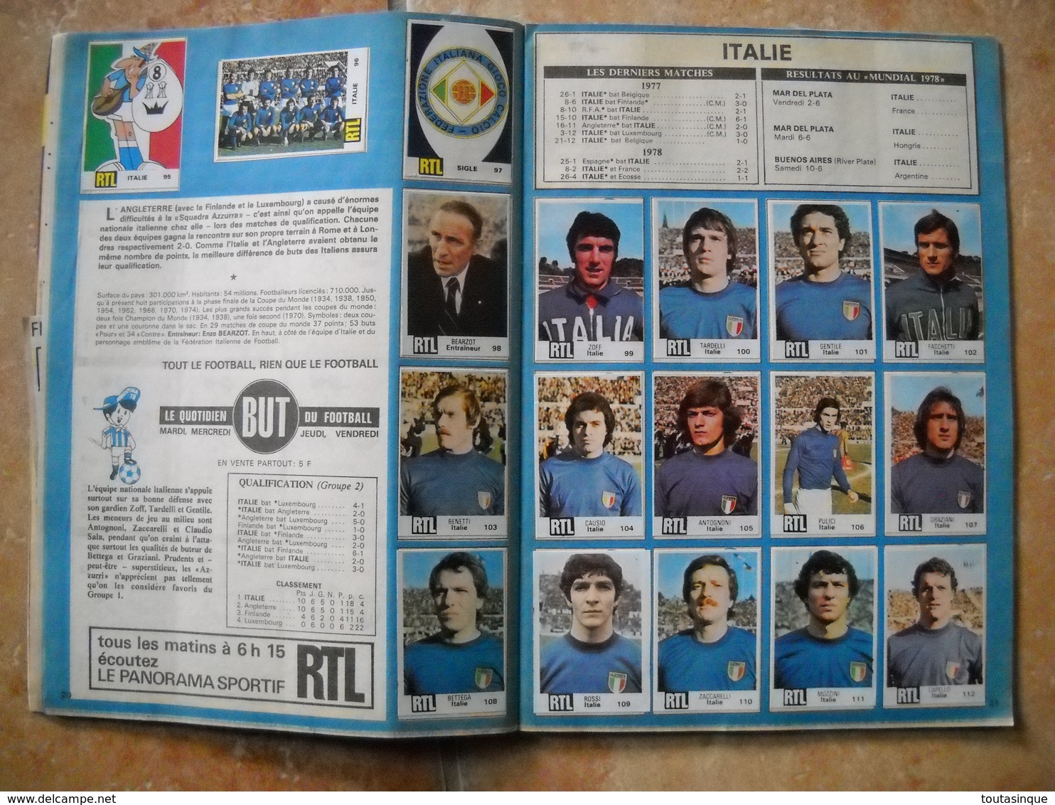 rare album publicitaire RTL  .football coupe du monde 78 . complet de ses 384 images . non panini . 9 photos .