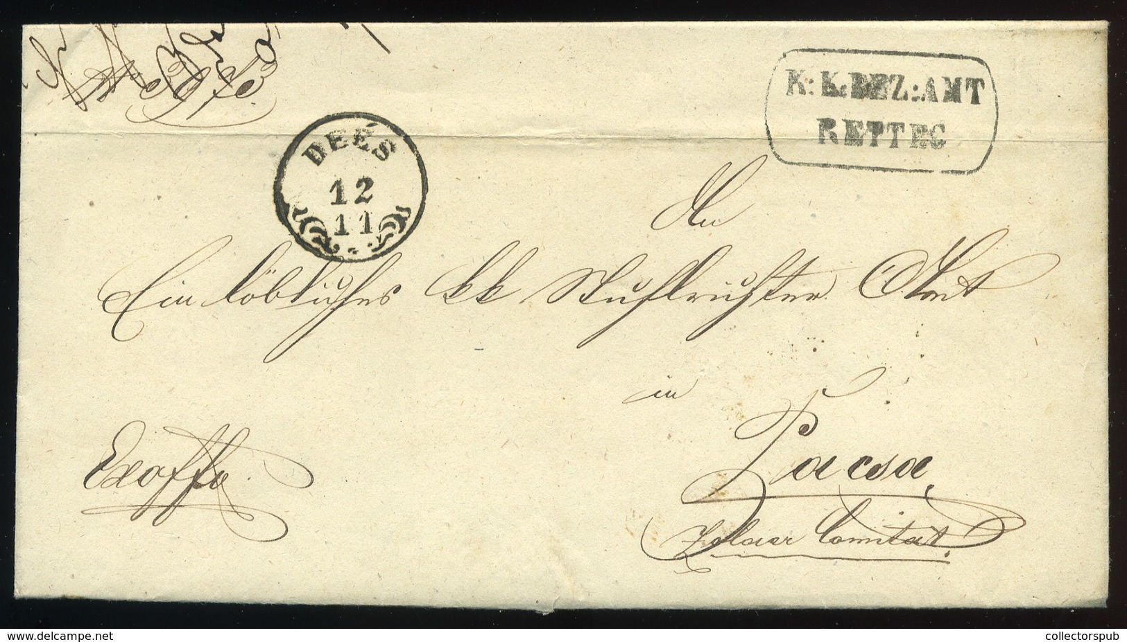 RETTEG / Reteag 1856. Dekoratív Ex Offo, Tartalommal Pacsára Küldve - ...-1867 Prephilately