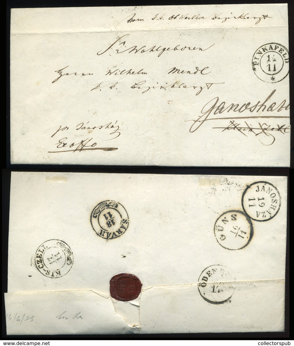 PINKAFŐ 1853. Dekoratív Ex Offo Levél, Tovább Küldésekkel, Tartalommal Jánosházára - ...-1867 Prephilately