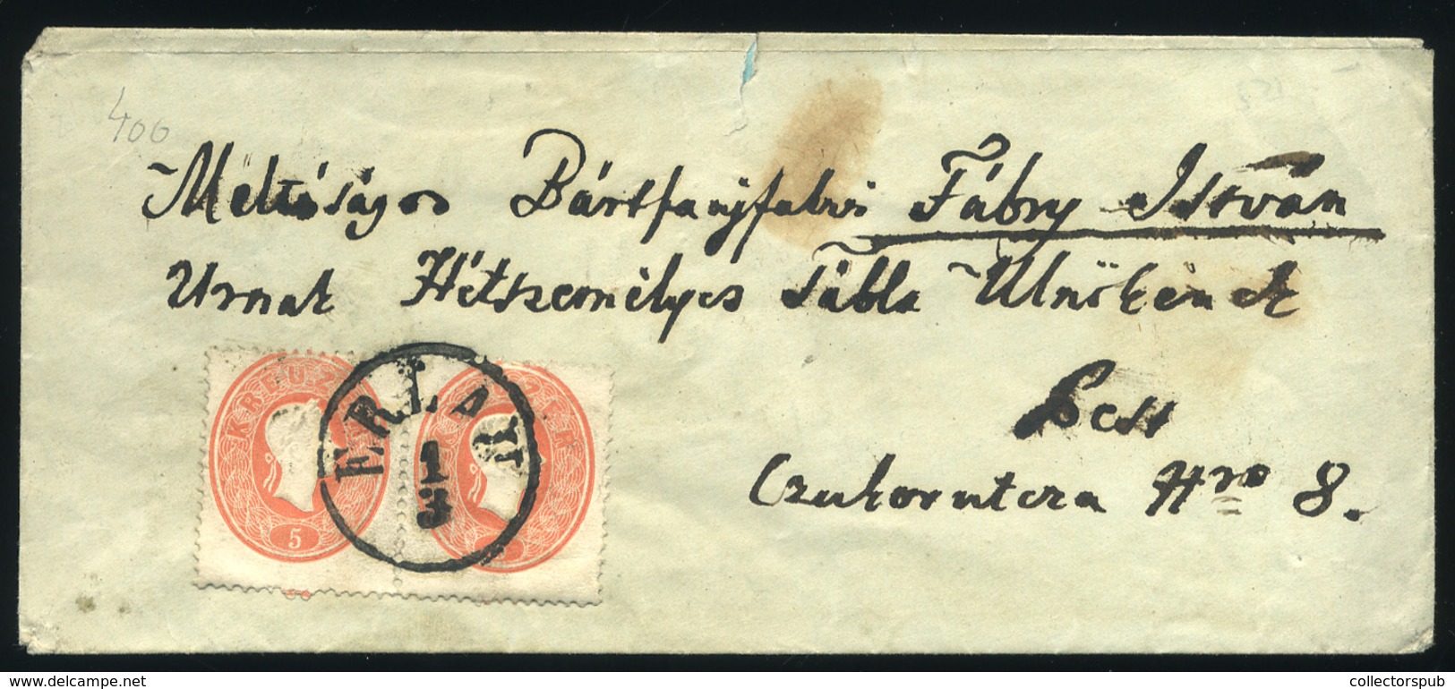 EGER 1864. Levél 5Kr Párral Pestre Küldve - Used Stamps