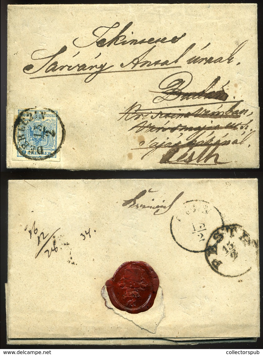 DEBRECEN 1855. Szép 9Kr-os Levél Pestre Küldve, Tartalommal , Sárváry Család - Usati