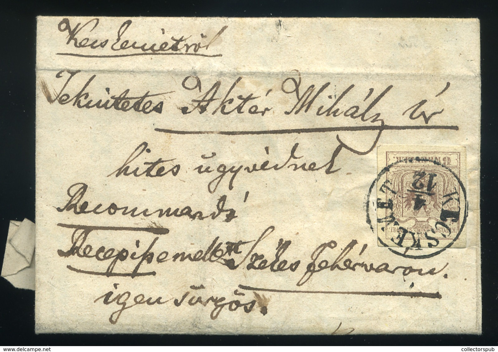 KECSKEMÉT 1855. Tértivevényes Ajánlott Levél, Okmány Bélyeges Tartalommal Székesfehérvárra - Gebruikt