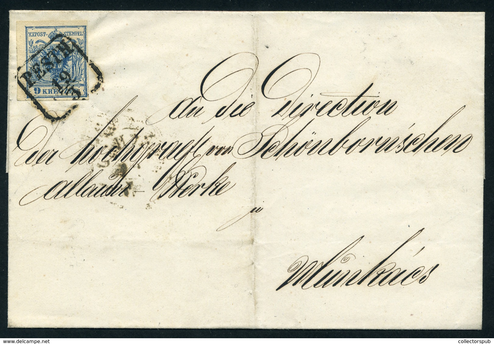 PEST 1854. 9Kr-os Szép Levél Munkácsra Küldve - Used Stamps