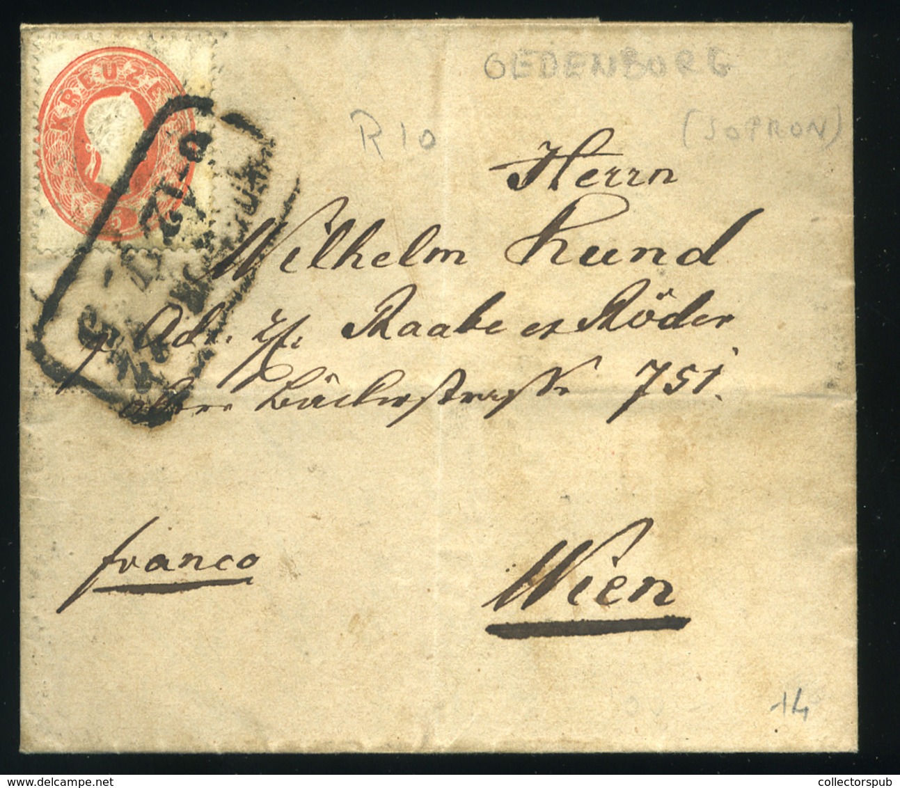 SOPRON 1861. 5Kr-os Levél, Tartalommal Bécsbe Küldve - Usados