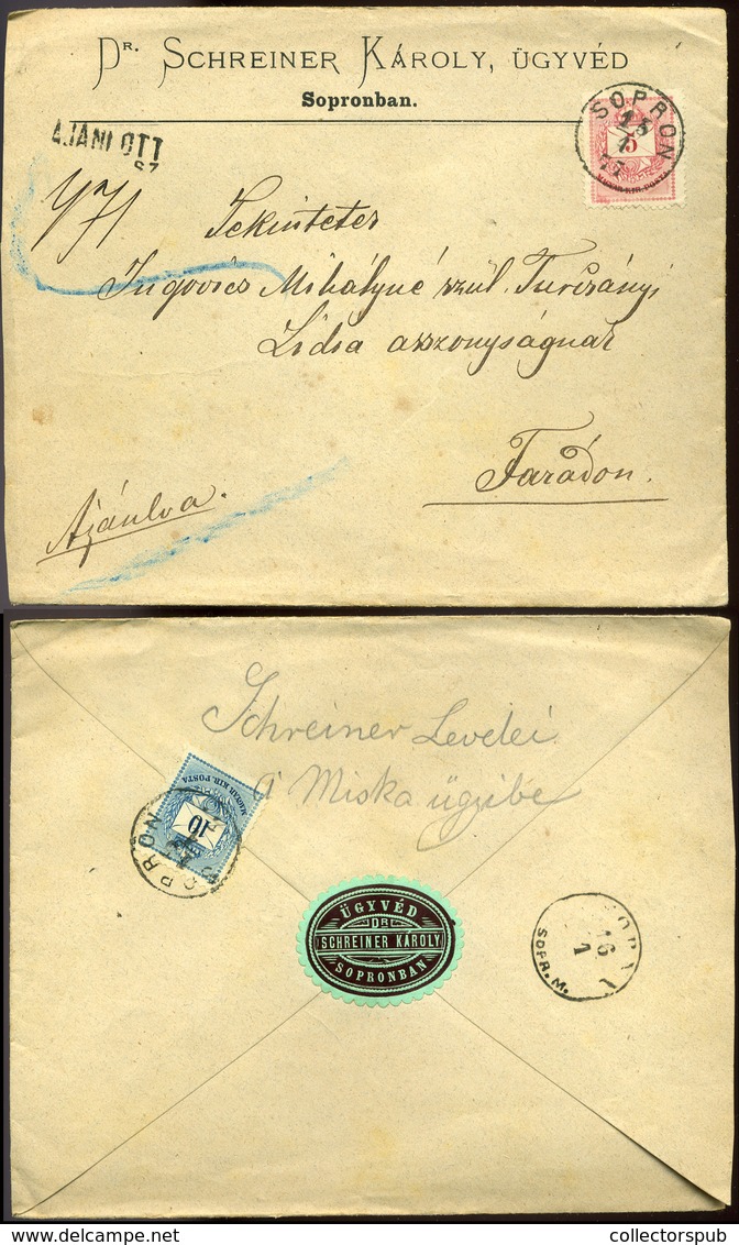 SOPRON 1877. Dekoratív Ajánlott Levél Farádra Küldve - Gebruikt