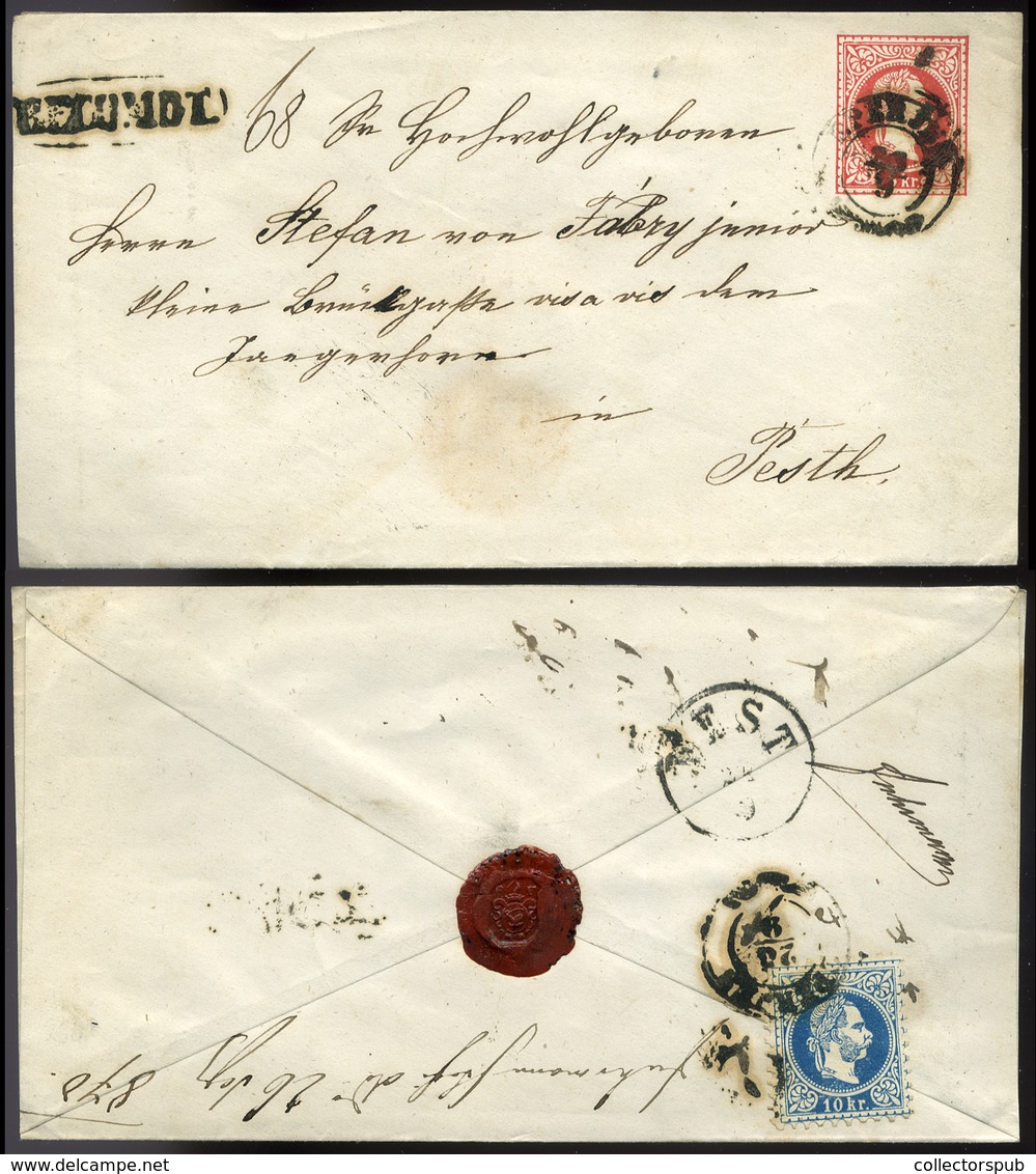 EPERJES 1870. Ajánlott, Kiegészített Díjjegyes Boríték Pestre Küldve - Used Stamps