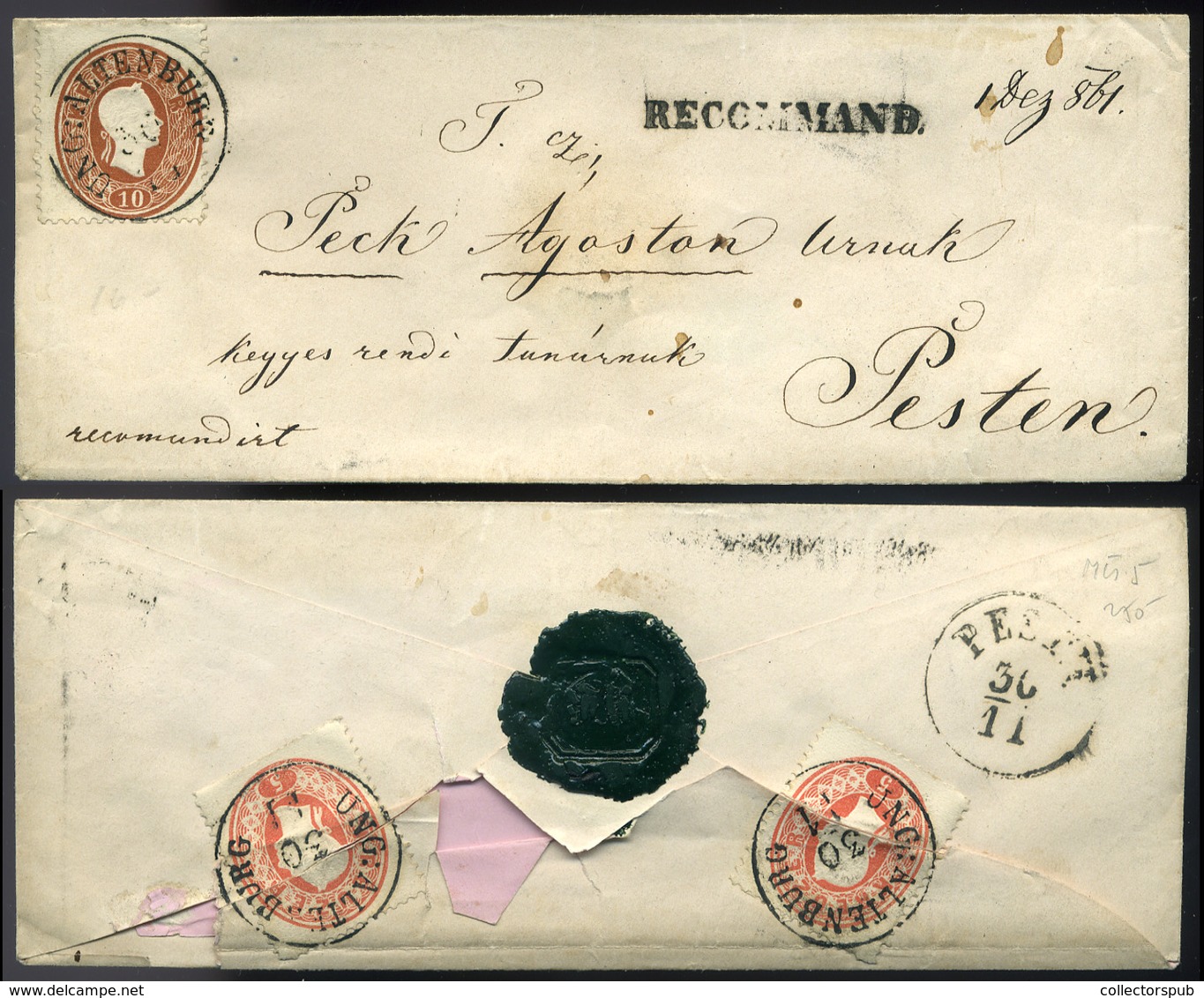 MAGYARÓVÁR 1861. Dekoratív Ajánlott Levél Pestre Küldve - Used Stamps