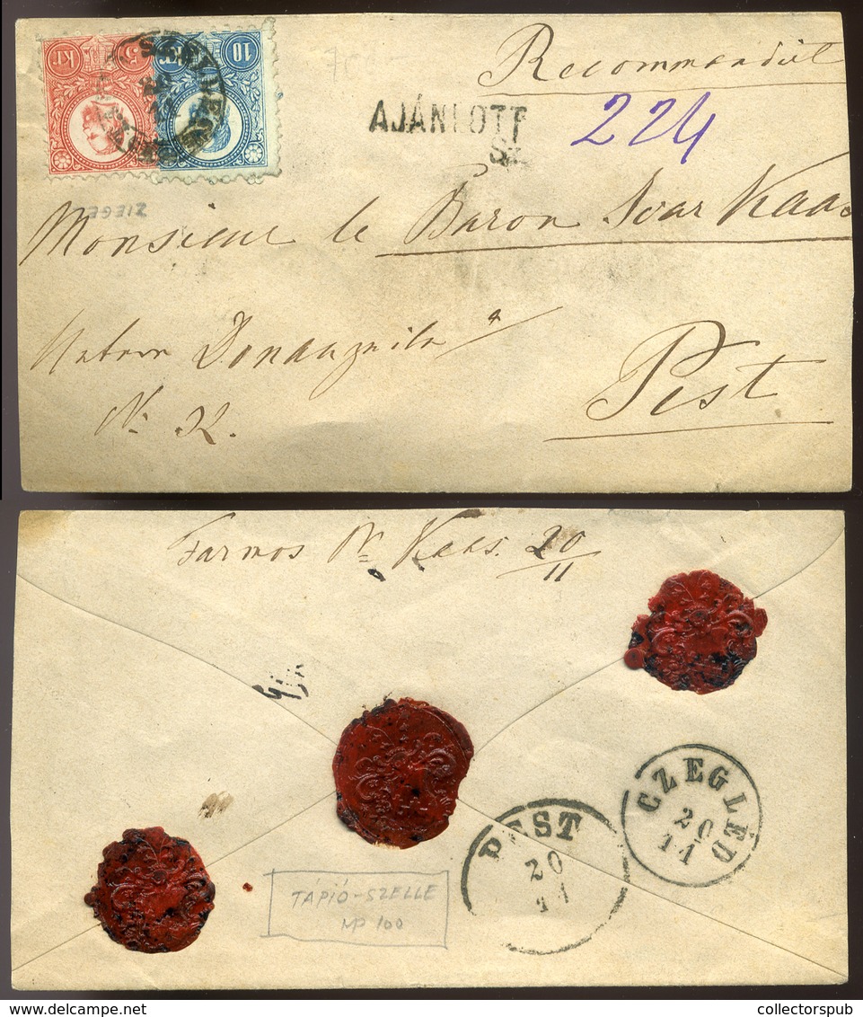 TÁPIÓSZELE 1871. Ajánlott Levél Pestre Küldve - Used Stamps