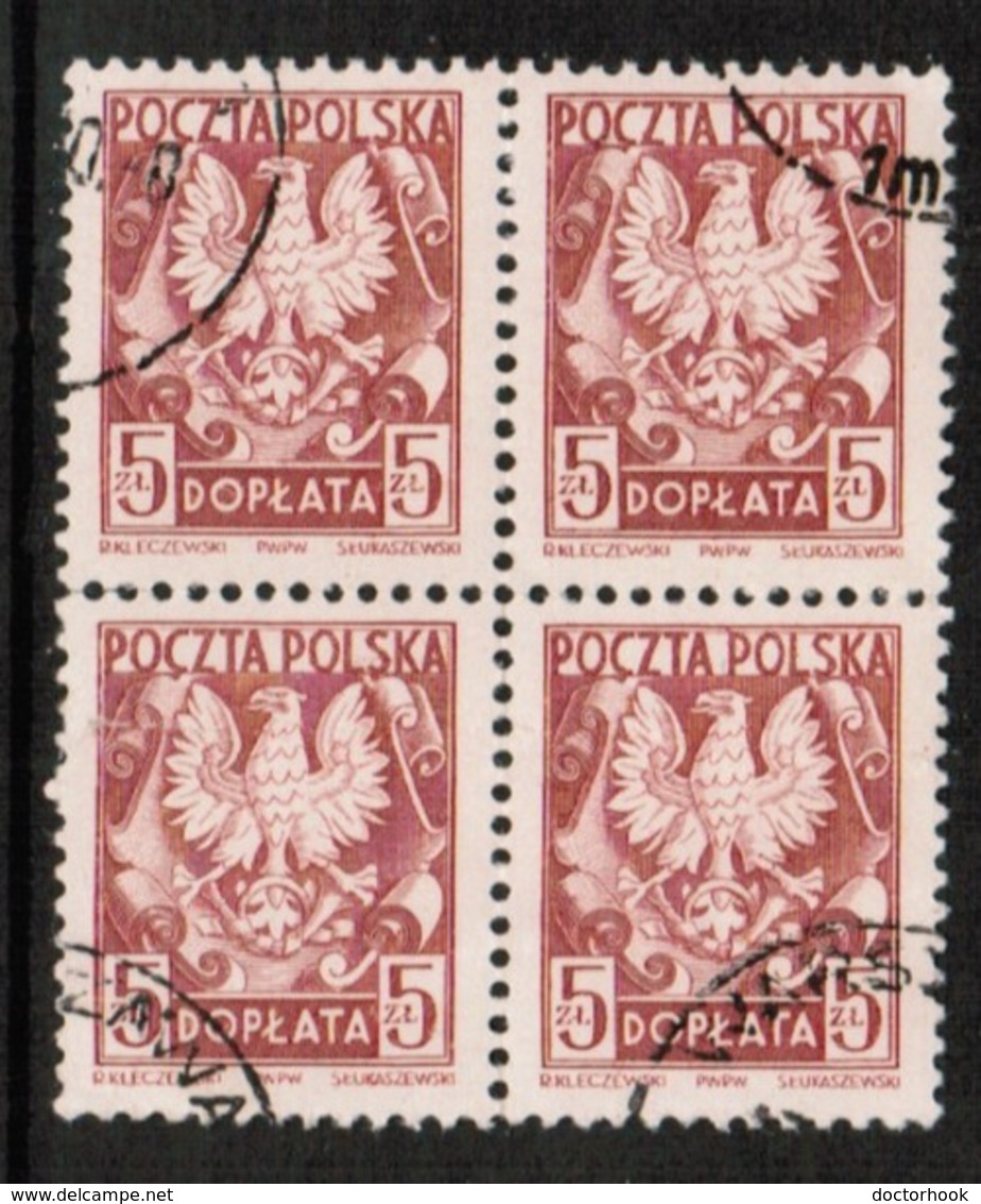 POLAND   Scott # J 116 VF USED BLOCK Of 4 (Stamp Scan # 586) - Postage Due