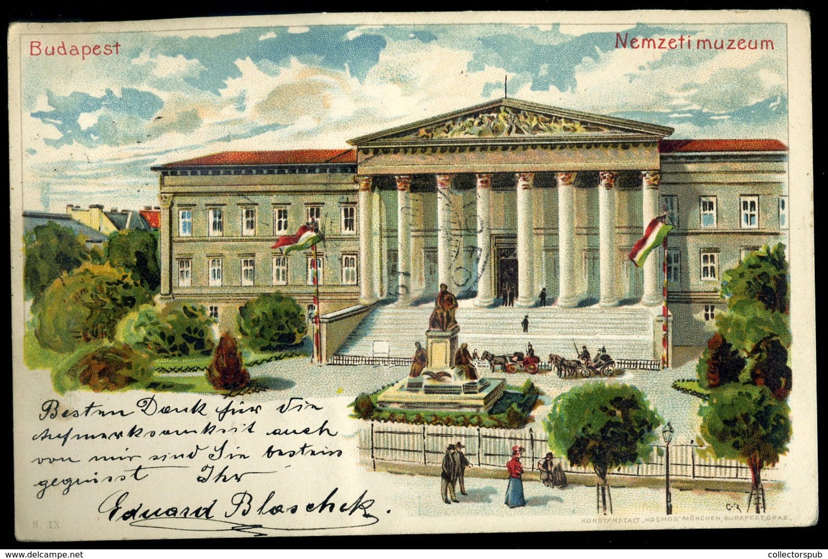 BUDAPEST 1900. Nemzeti Múzeum, Litho Képeslap - Hongarije