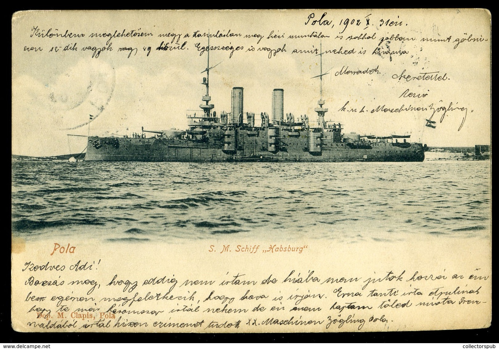 K.u.K. HADITENGERÉSZET 1902.Pola Képeslap,SMS Habsburg - Hongarije