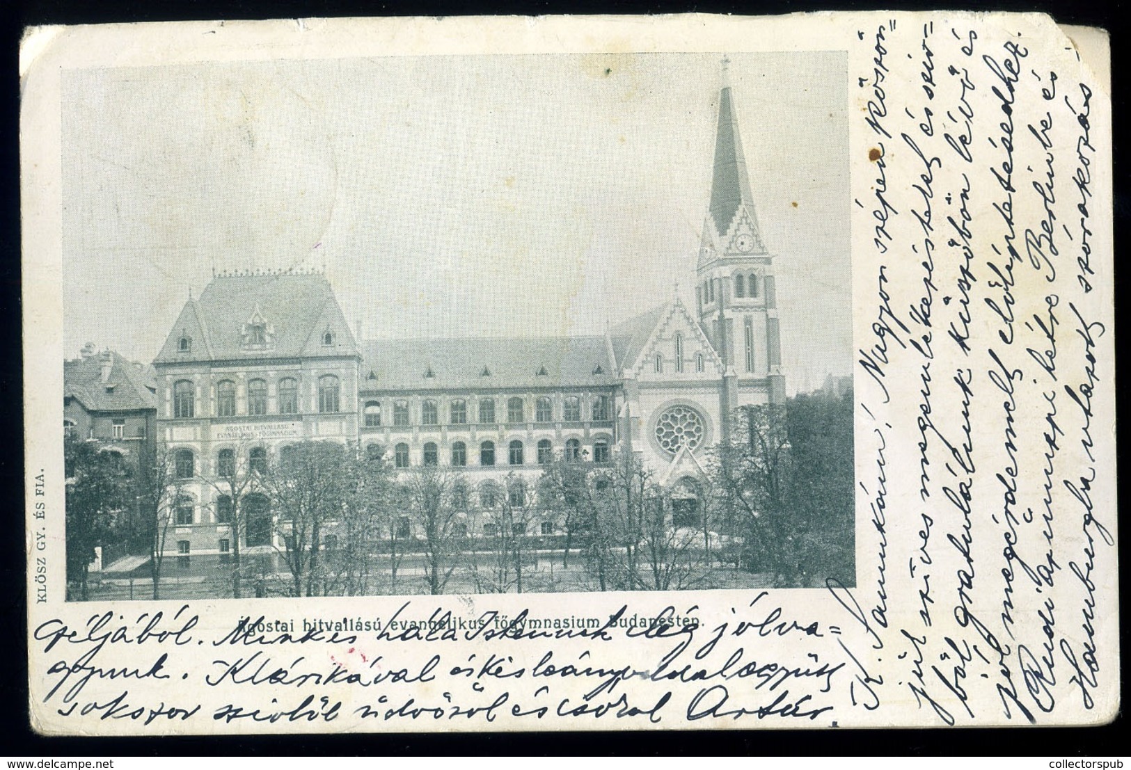 BUDAPEST 1901. Ágostai Evangélikus Főgimnázium Régi Képeslap - Hongarije