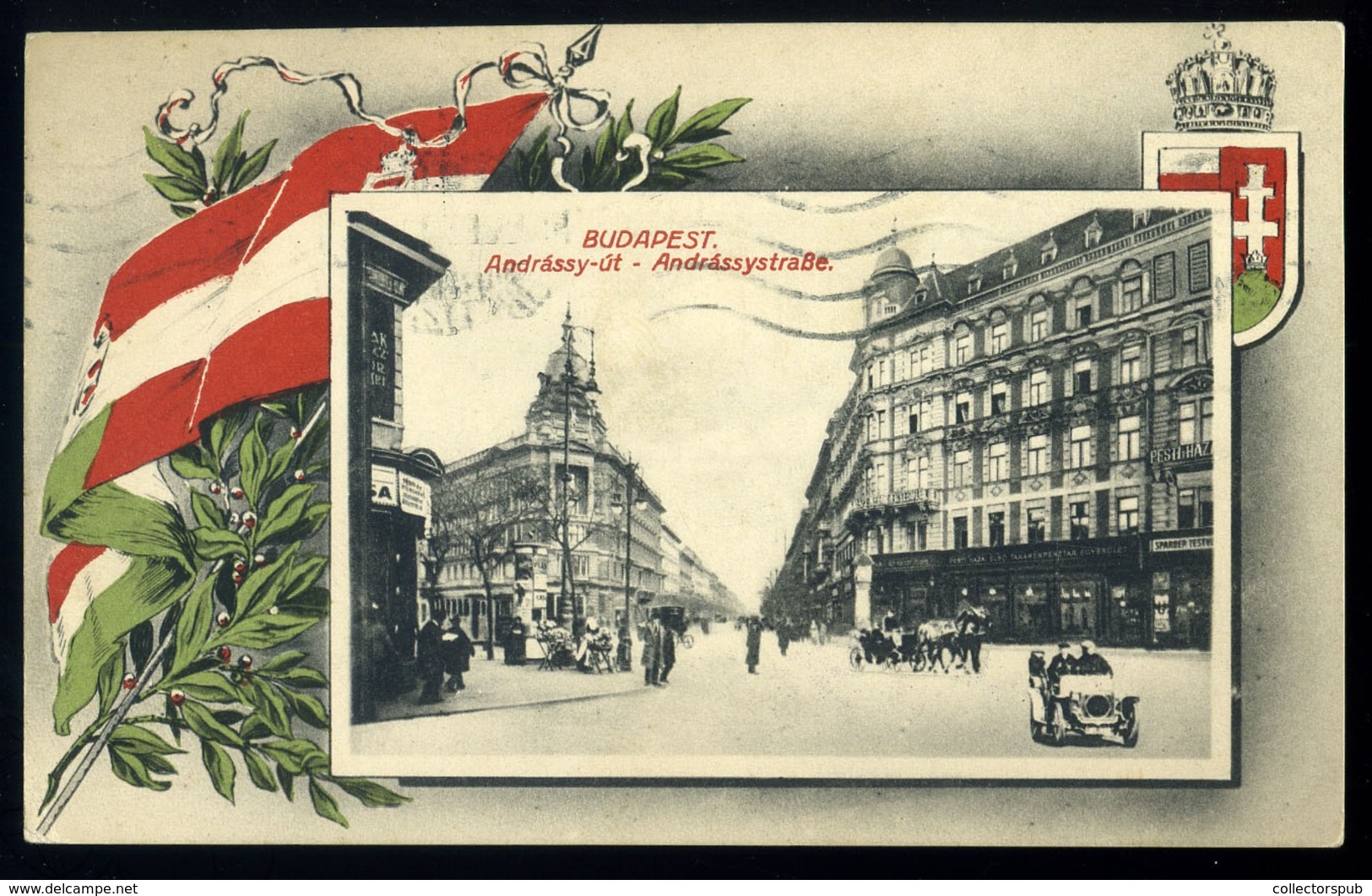 BUDAPEST 1916. Régi Képeslap, Zászló, Címer - Hongarije