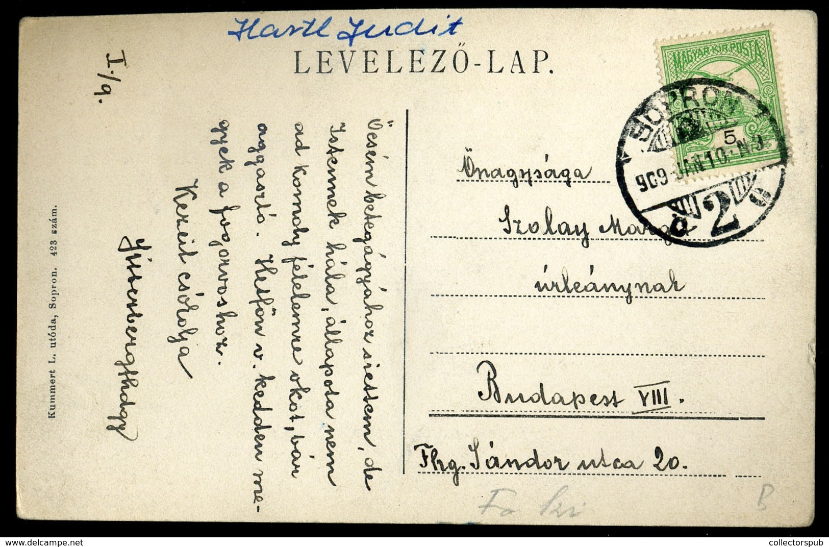 SOPRON 1909. Régi Képeslap - Hungary