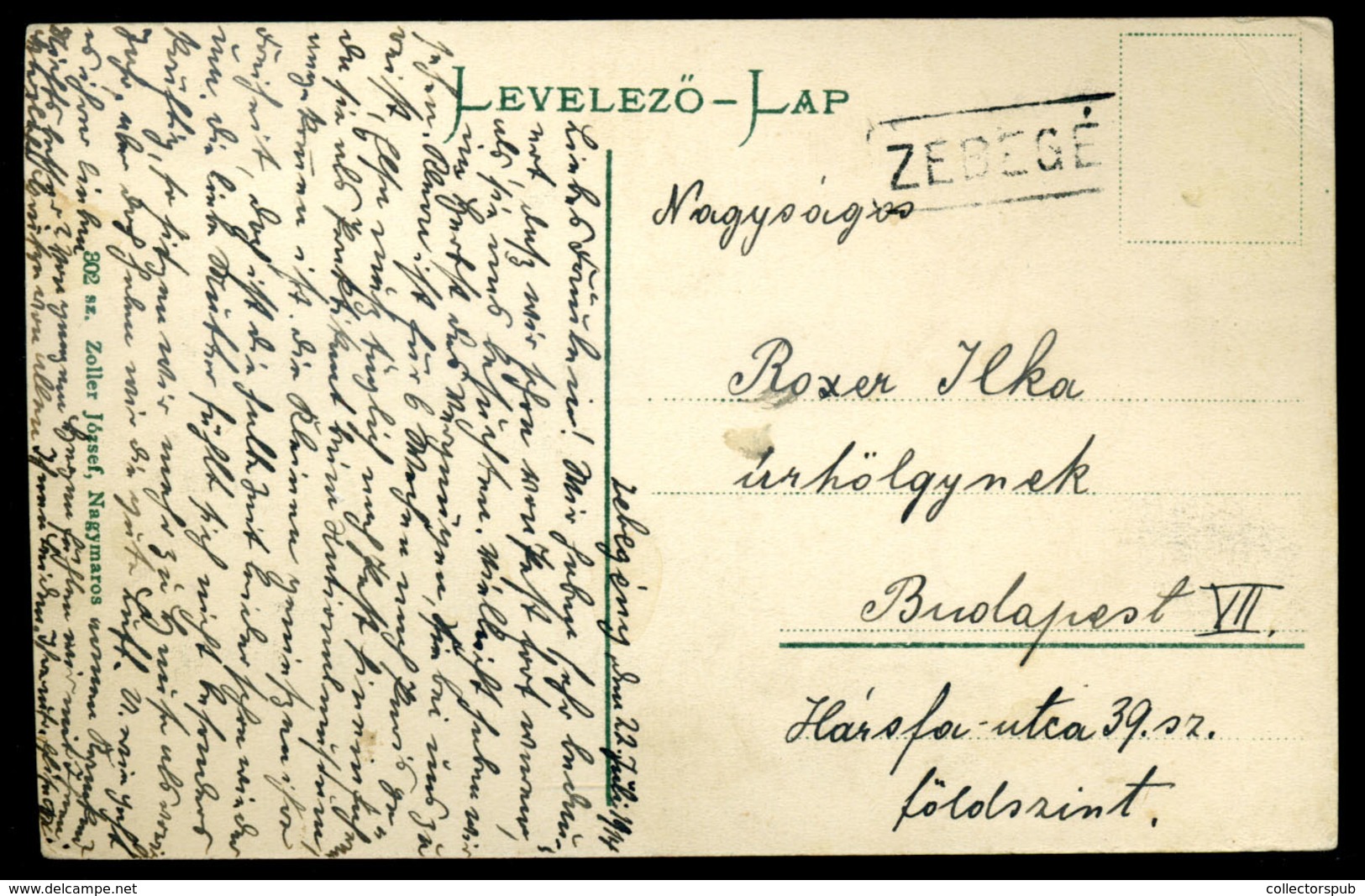 ZEBEGÉNY 1914. Régi Képeslap - Hongrie