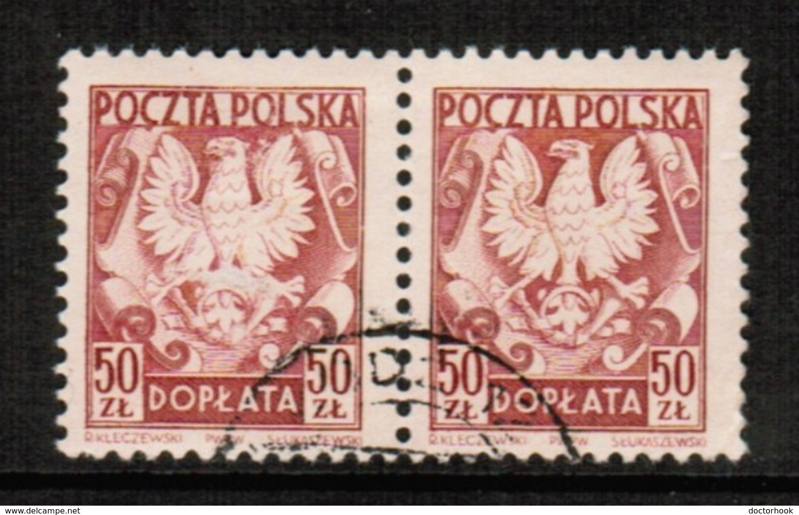 POLAND   Scott # J 121 VF USED HORIZONTAL PAIR (Stamp Scan # 586) - Taxe